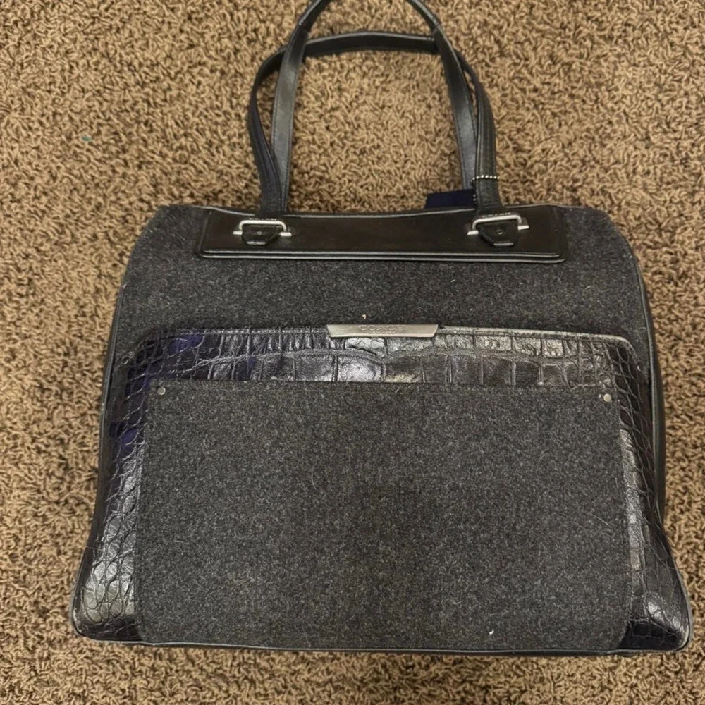 Coach Wool and leather satchel handbag, Coach Taylor Bowler Black